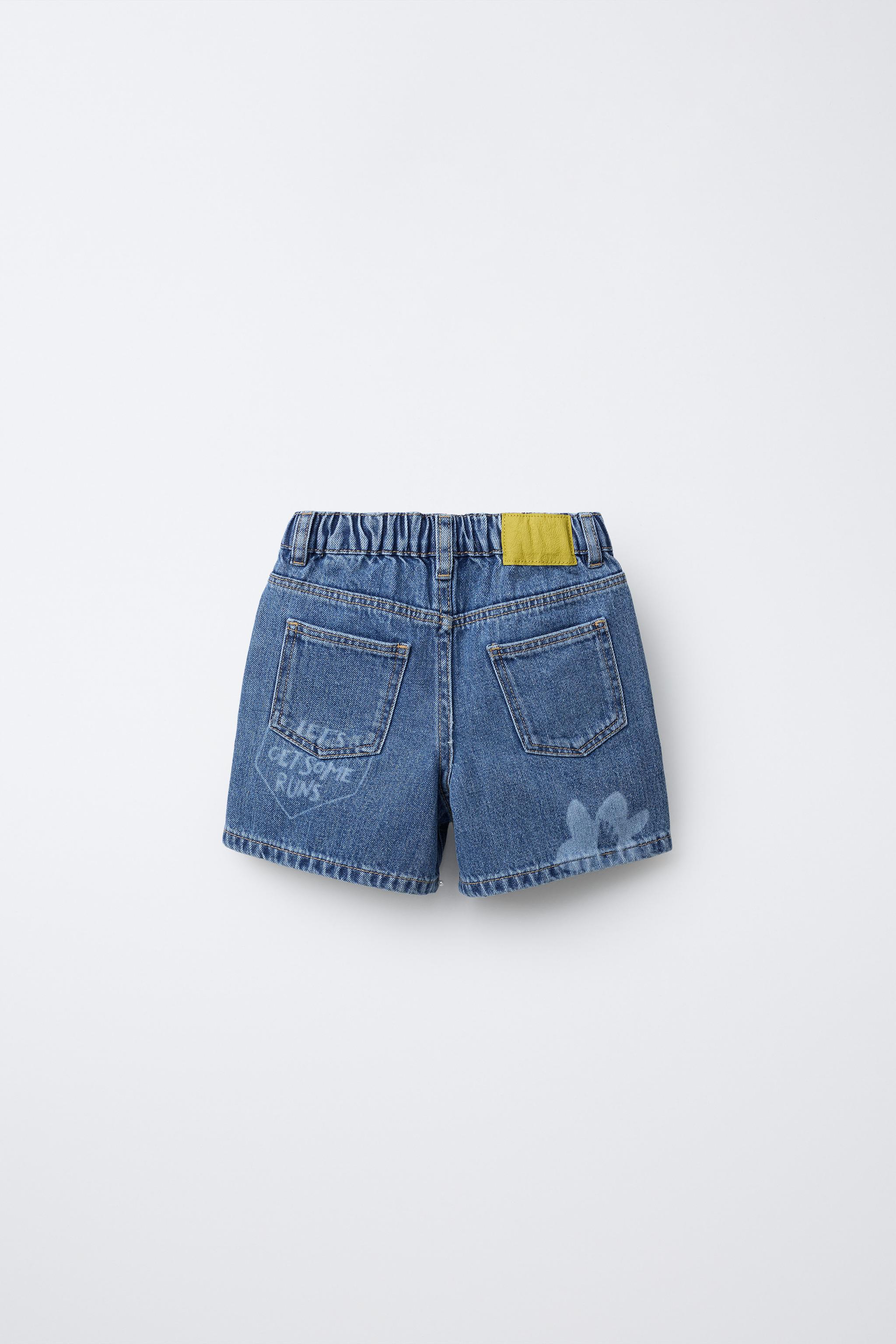 PRINTED DENIM SHORTS